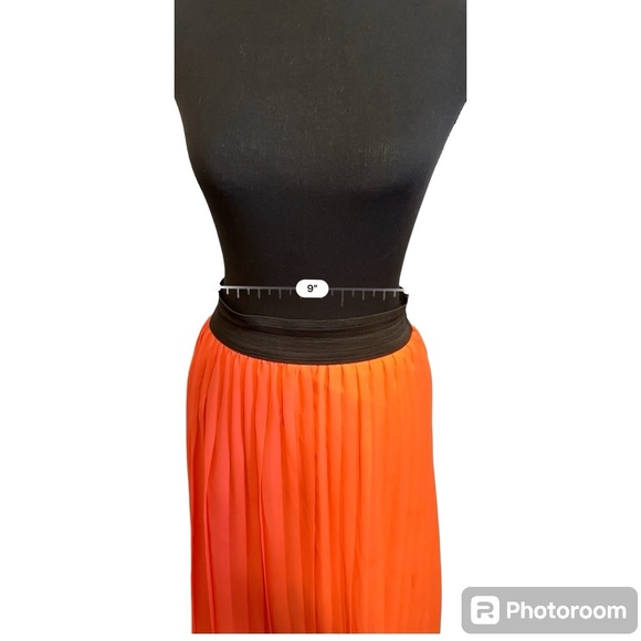 Jesse & J Maxi Pleated Neon Orange Skirt Size M - Picture 2 of 5